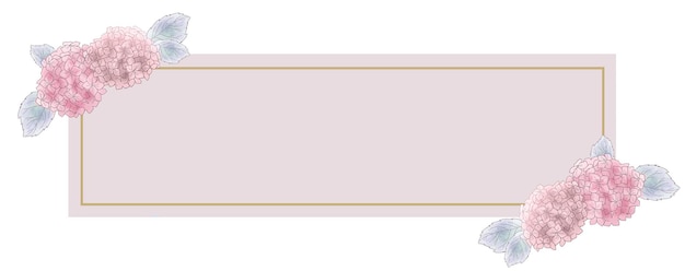 Plik wektorowy różowa hortensja rama. na białym tle.