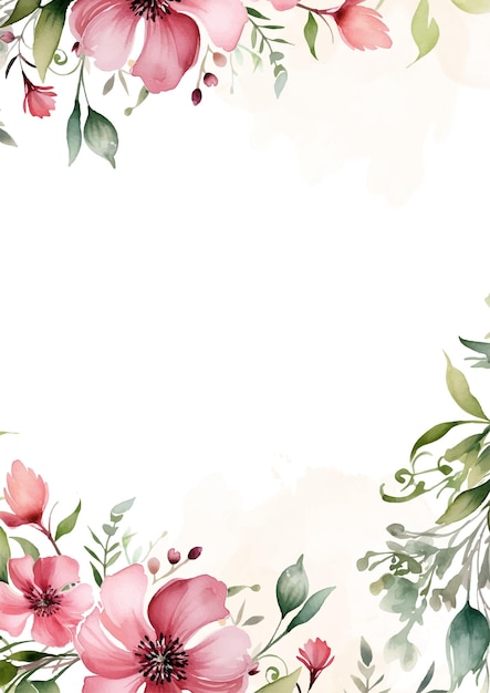 Plik wektorowy różowa i biała nowoczesna wieniec tła ramka zaproszenia z florą i kwiatami