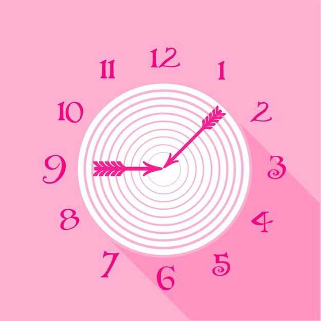 Różowa Ikona Zegara ściennego Płaska Ilustracja Wektorowej Ikony Różowego Zegaru ściennego Dla Sieci