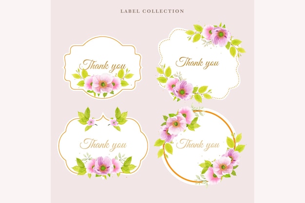 Plik wektorowy różowa kwiecista etykieta w stylu vintage