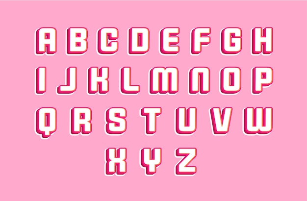 Plik wektorowy różowa miłość typografia alfabet szablon wektor