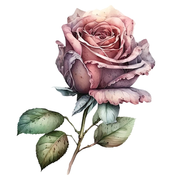 Różowa Róża Z Zielonymi Liśćmi I Napisem Miłość.
