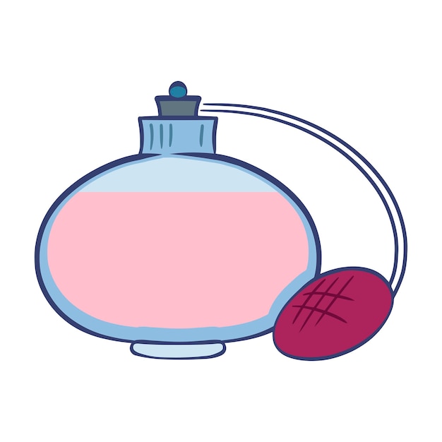 Plik wektorowy różowa szklana butelka z perfumami. ilustracja wektorowa na białym tle.