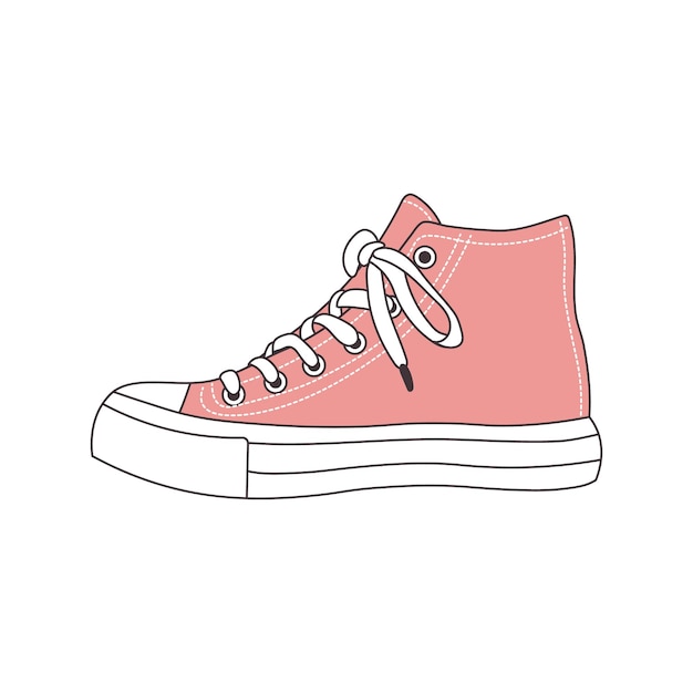 Różowe buty sportowe Retro ikona ilustracja w płaskim stylu kreskówki Mężczyźni i kobiety buty Wektor