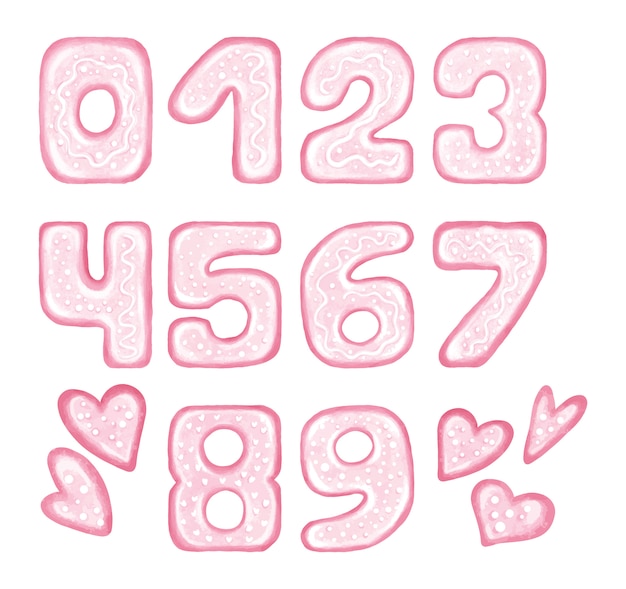 Plik wektorowy różowe cyfry z serca