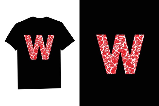 Plik wektorowy różowe czerwone serce dzień walentynek początkowe monogram liczba w t-shirt