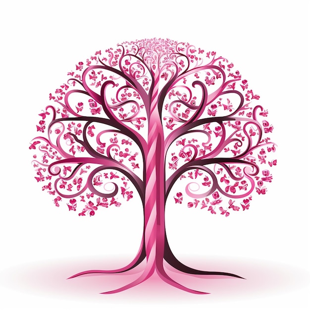 Plik wektorowy różowe drzewo z różowymi kwiatami i różowym drzewem