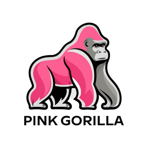 Różowe Logo Goryla Z Różową Głową Różowego Goryla