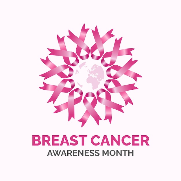 Różowe wstążki świadomości raka piersi w koncepcji koła
