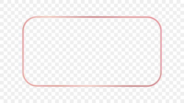 Plik wektorowy różowe złoto świecąca zaokrąglona prostokątna ramka izolowana na przezroczystym tle błyszcząca ramka z efektami świecącymi ilustracja wektorowa