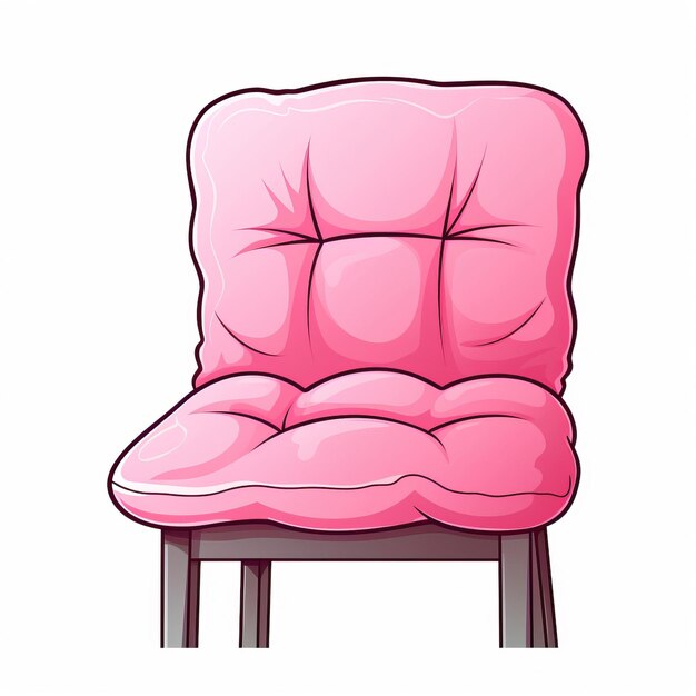 Różowy Kolor Poduszka Krzesła Wektorowy Kreskówka Białe Tło