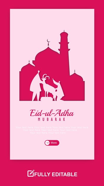 Różowy Plakat Z Napisem Eid - Ur - Adha Muzaffara.