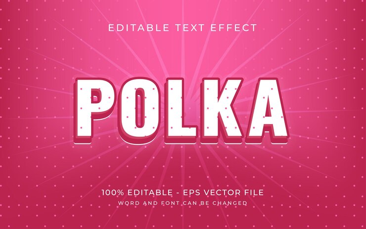różowy polka dot retro efekt tekstowy styl edytowalny efekt tekstowy