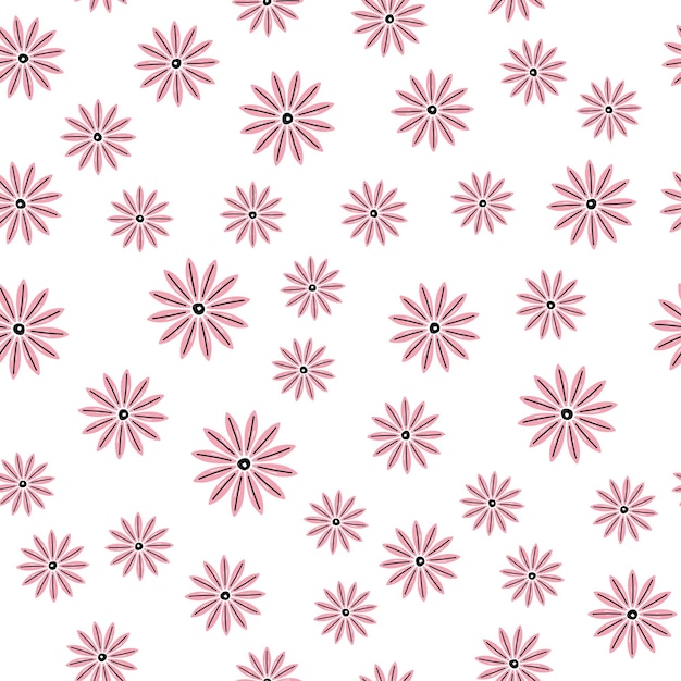 Różowy wiosenny kwiat wzór w ręcznie rysowane ładny styl doodle
