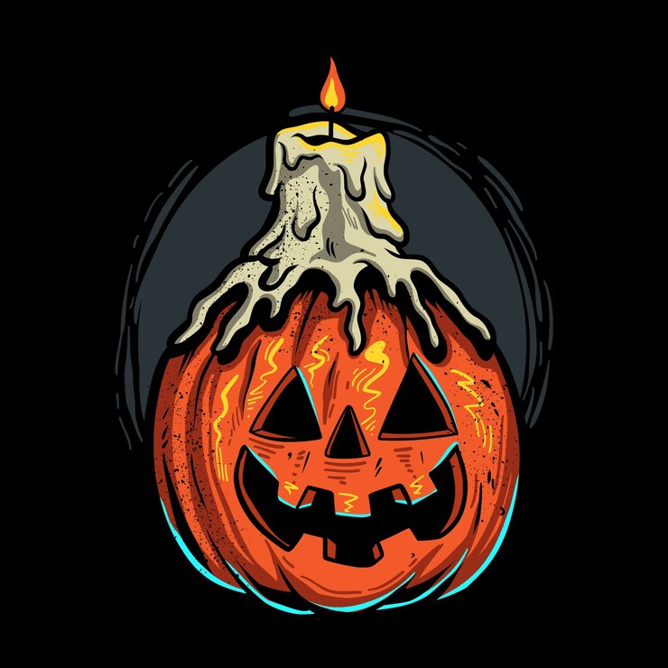 Wektor roztopiona świeca na ilustracji dyni halloween