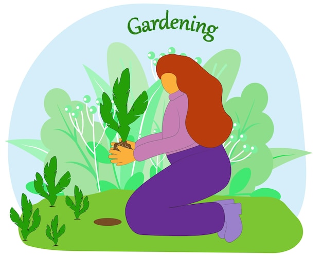 Rudowłosa kobieta zajmuje się ogrodnictwem w ogrodzie warzywnym