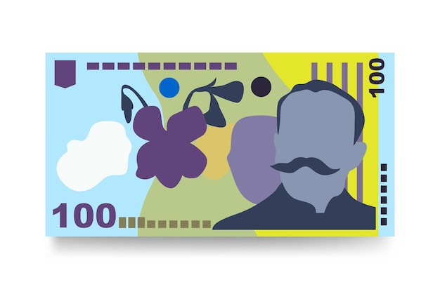 Rumuński Leu Ilustracja Wektorowa Rumunia Zestaw Pieniędzy Banknoty Pakiet Pieniądze Papierowe 100 Ron