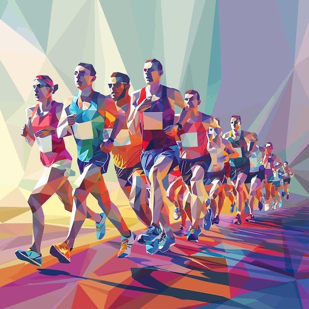 Plik wektorowy run_group_of_running_people_low_poly_vector