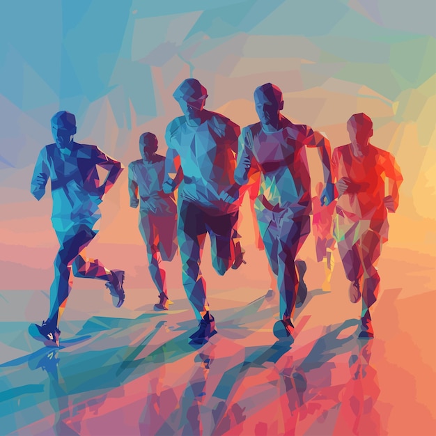 Plik wektorowy run_group_of_running_people_low_poly_vector