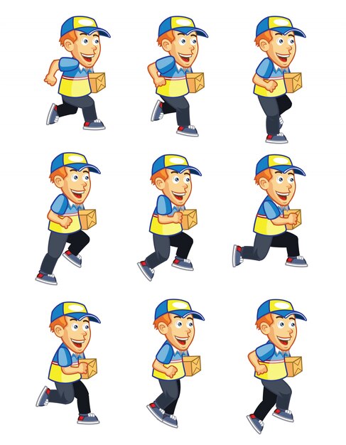 Running Delivery Service Man Sending Package Animowany Sprite