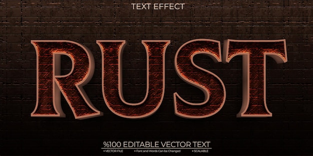 Rust Text Rose Gradient Teplate Edytowalny Efekt Tekstowy Wektora 3d