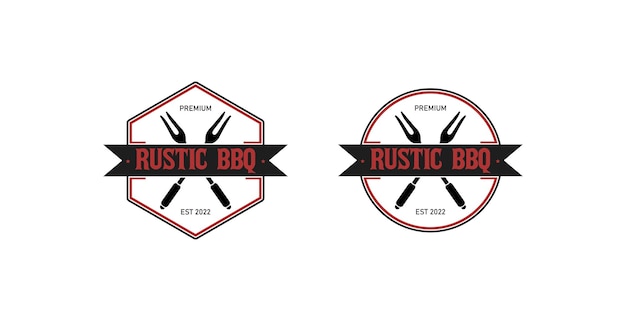 Rustykalne Logo Odznaki Restauracji Z Grillem