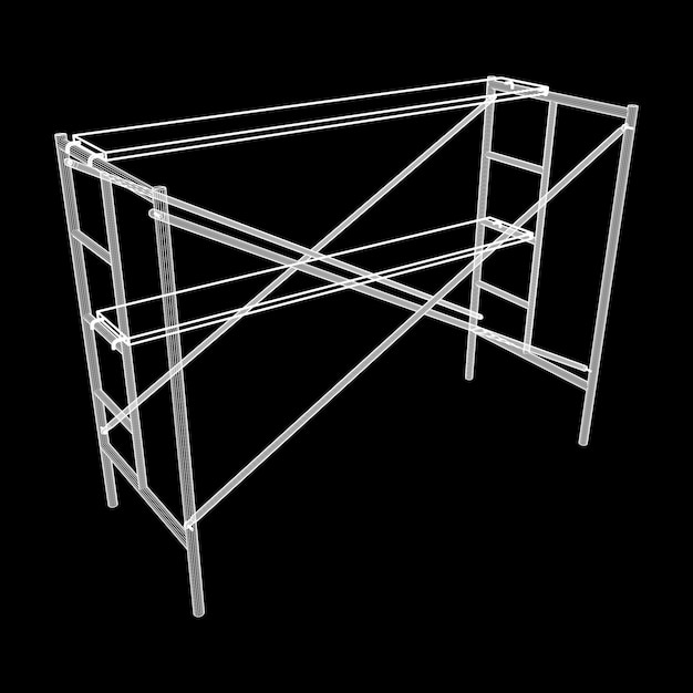 Plik wektorowy rusztowania budowlane meble schemat szkieletowy ilustracja liniowa zarys