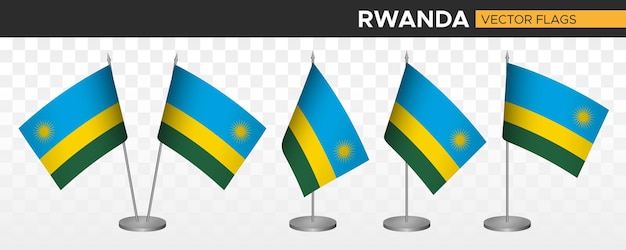 Rwanda Biurko Flagi Makieta 3d Wektor Ilustracja Stół Flaga Rwandy