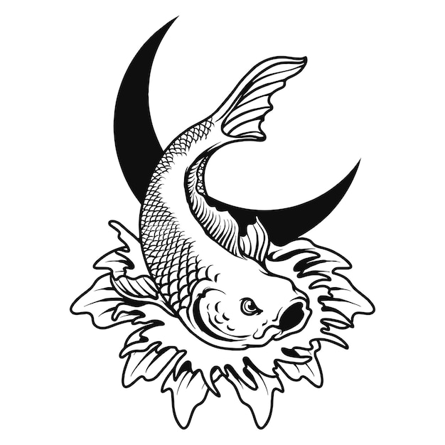 Ryba Koi Czerwony Półksiężyc Ilustracja Wektorowa
