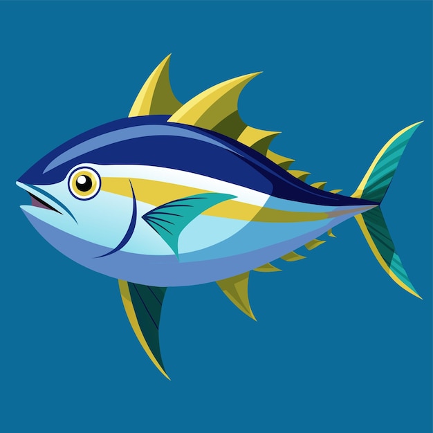 Plik wektorowy ryba z niebieskim i żółtym ogonem jest pokazana na niebieskim tle