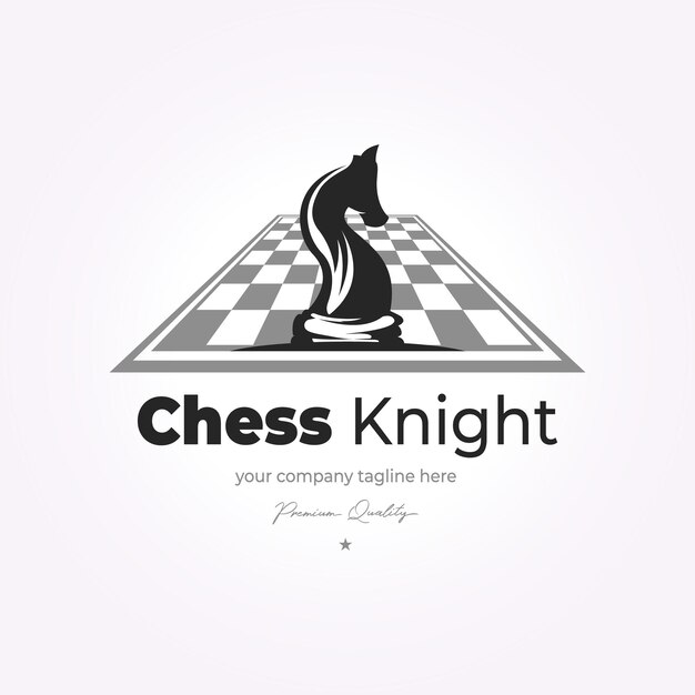 Plik wektorowy rycerz szachowy na szachownicy vintage projekt wektorowy szablon ikony logo