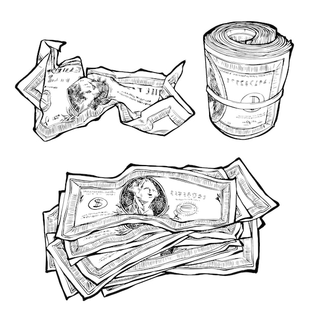 Plik wektorowy rysowane ilustracji wektorowych doodle elementy projektu finanse płatności banki gotówka