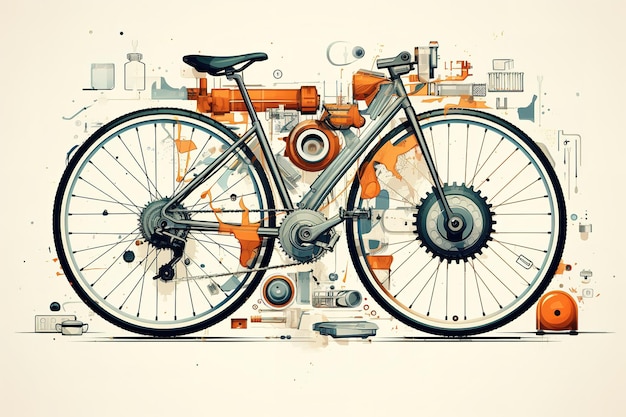 Plik wektorowy rysunek atramentem przedstawiający retro dualbike