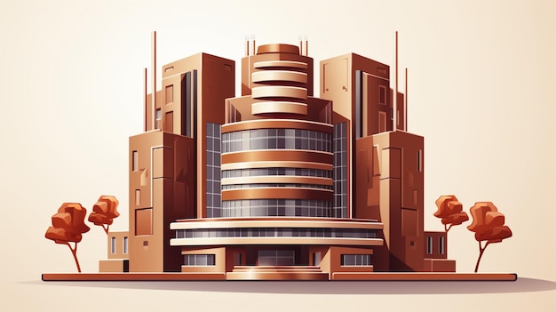 Plik wektorowy rysunek budynku o okrągłym kształcie i okręgu na szczycie