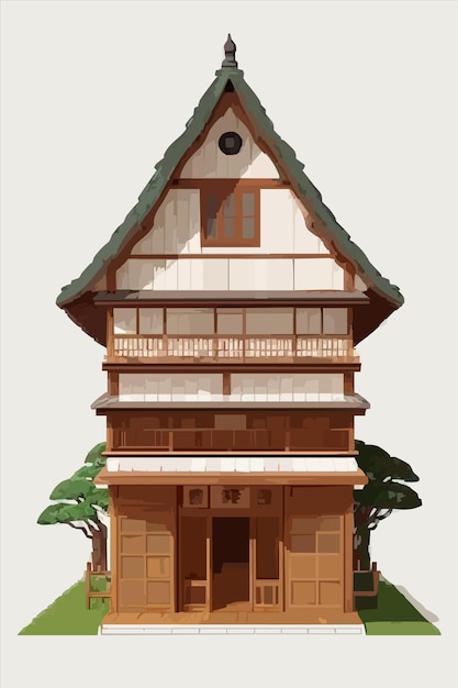 Plik wektorowy rysunek budynku z drzewem w rogu