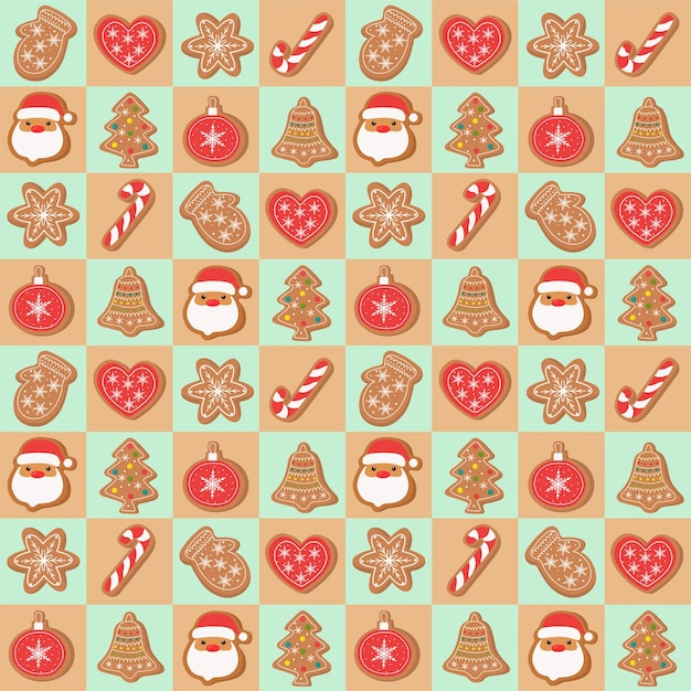 Plik wektorowy rysunek ciasteczek imbirowych druk ciasteczek świątecznych bezszwowy wzór świąteczny tradycyjne ciasteczka