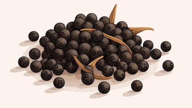Plik wektorowy rysunek czarnego winogrona z drewnianym kijem