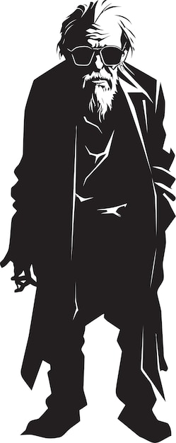 Plik wektorowy rysunek człowieka w czarnym garniturze z białym wzorem z przodu
