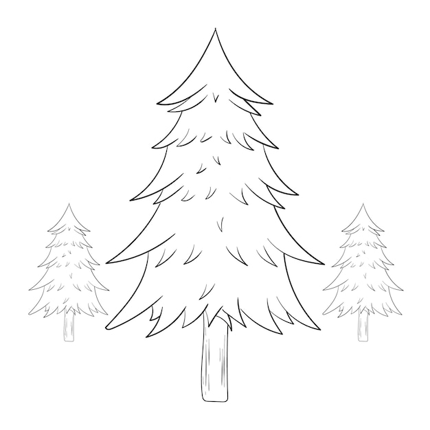 Plik wektorowy rysunek drzewka świątecznego dla dzieci kolorowanie i aktywność