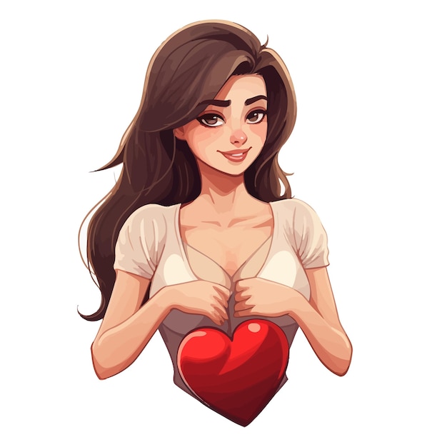 Plik wektorowy rysunek dziewczyny z sercem na klatce piersiowej