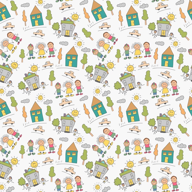 Rysunek elementu dla dzieci Cute happy cartoon doodle kids