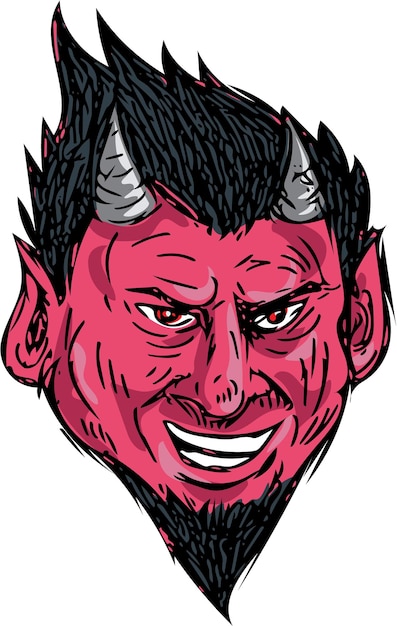 Rysunek głowy kozy z rogami demona