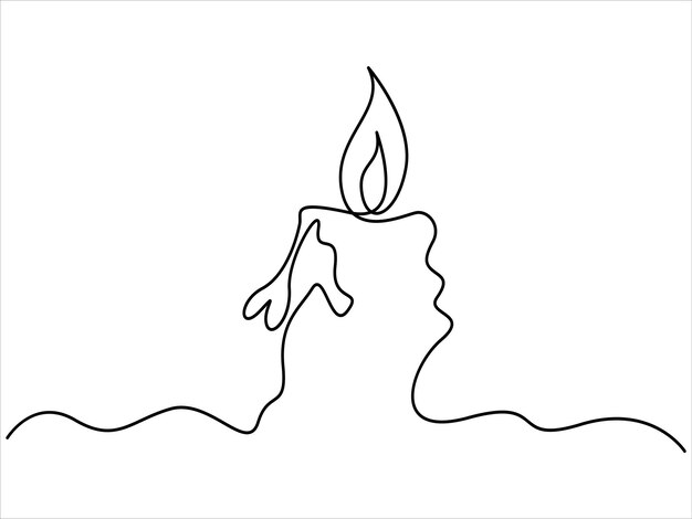 Plik wektorowy rysunek jednej linii świecy na ilustracji wektorowej