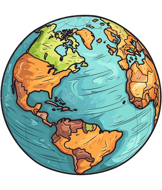 Plik wektorowy rysunek karikatury ziemi z biegunem północnym i biegunem północnym.