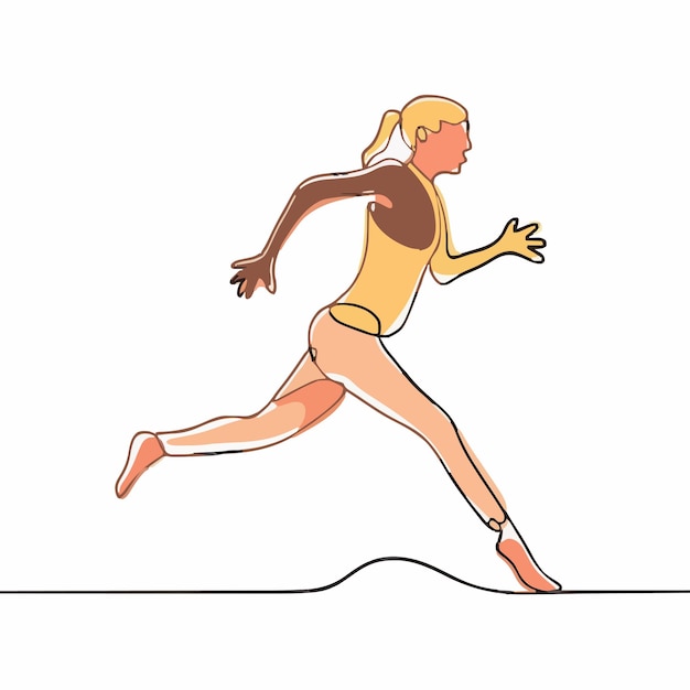 Plik wektorowy rysunek kobiety biegnącej z żółtym topem