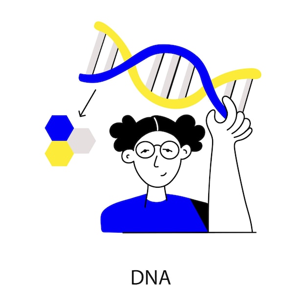 Rysunek kobiety ze słowem DNA