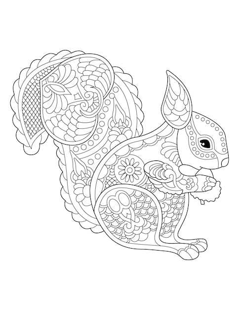 Plik wektorowy rysunek konspektu wiewiórki mandali