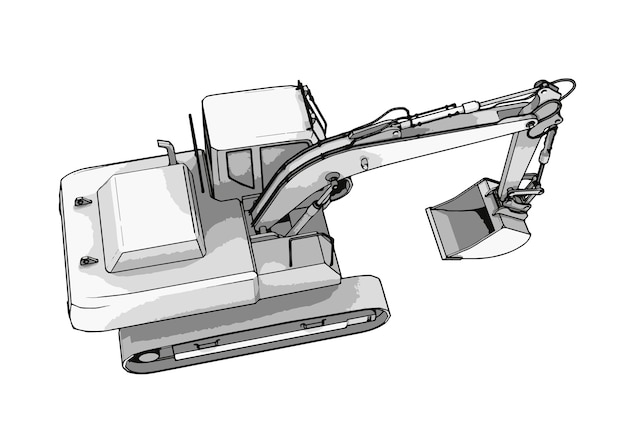 Plik wektorowy rysunek koparki na białym tle