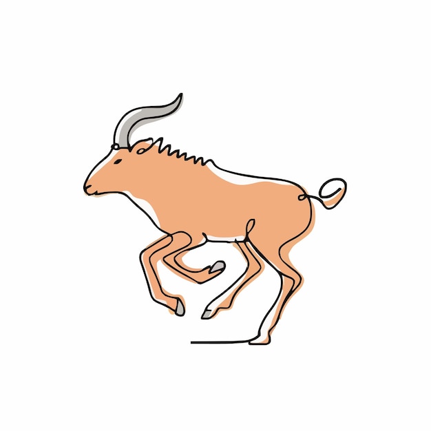 Plik wektorowy rysunek kozy z rogami biegnącymi w środku