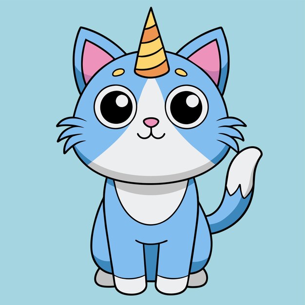 Plik wektorowy rysunek kreskówki niebieskiego kota z kapeluszem na nim